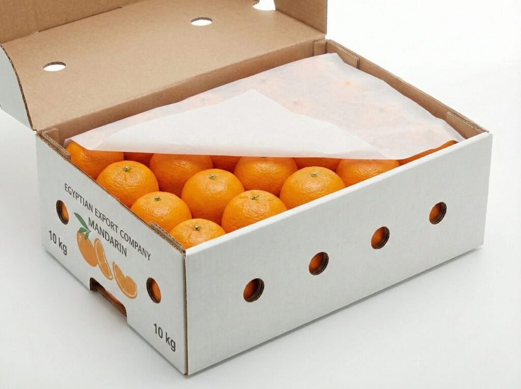 10kg Mandarinen-Exportkarton mit Seidenpapier-Polsterung für empfindliche Früchte