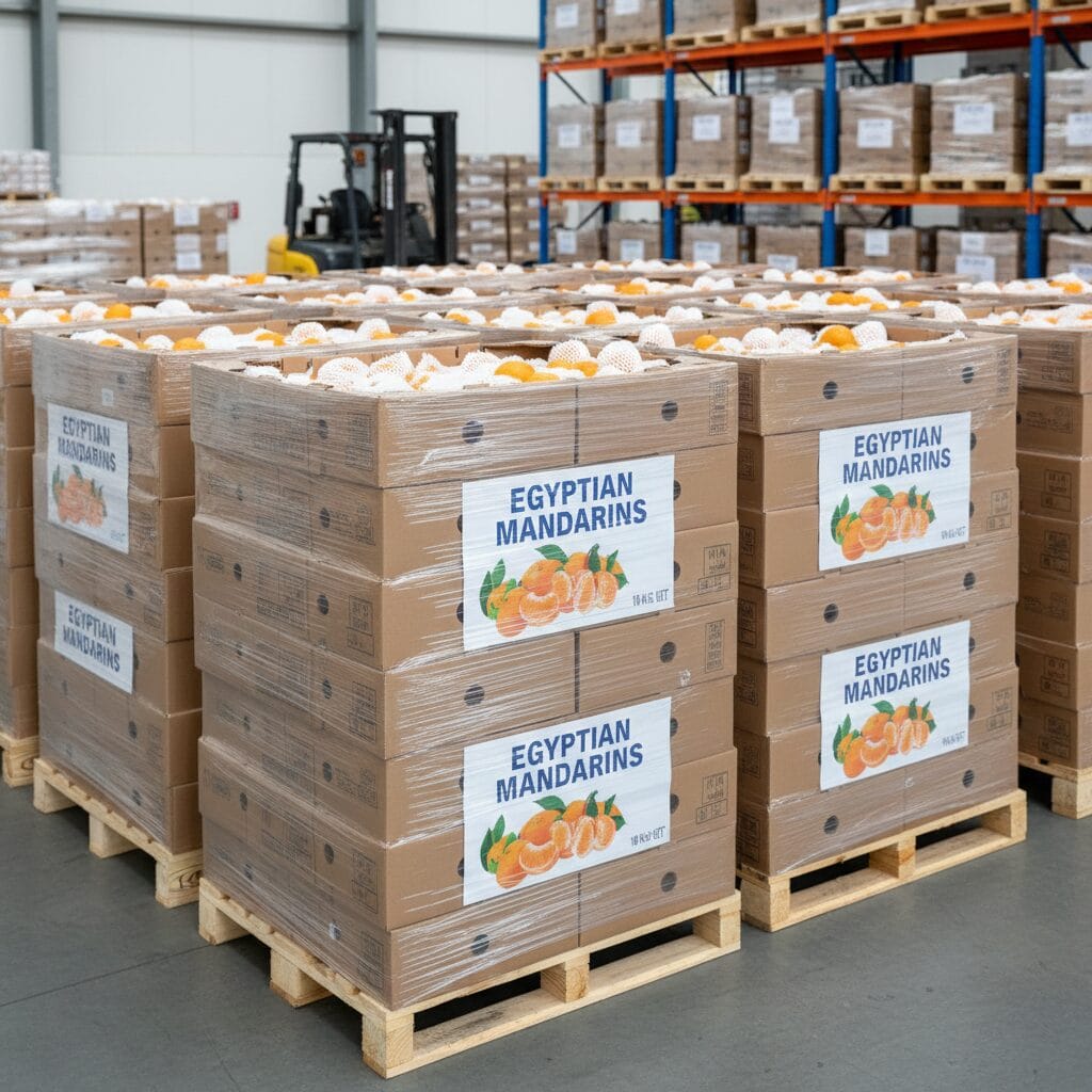Ägyptische Mandarinen Export in 10kg Exportkartons mit Schutzpolsterung