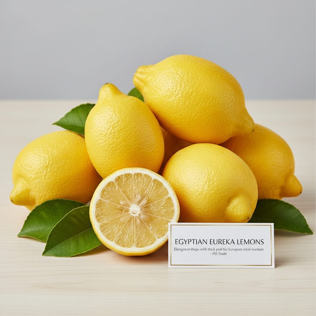 Citrons égyptiens Eureka - forme allongée avec écorce épaisse pour le détail européen