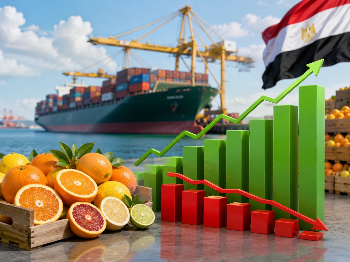 Egyptian Citrus Export Report 2026 2 Egyptian citrus export volume and value trend, showing value rising as volume fell in 2024/25
