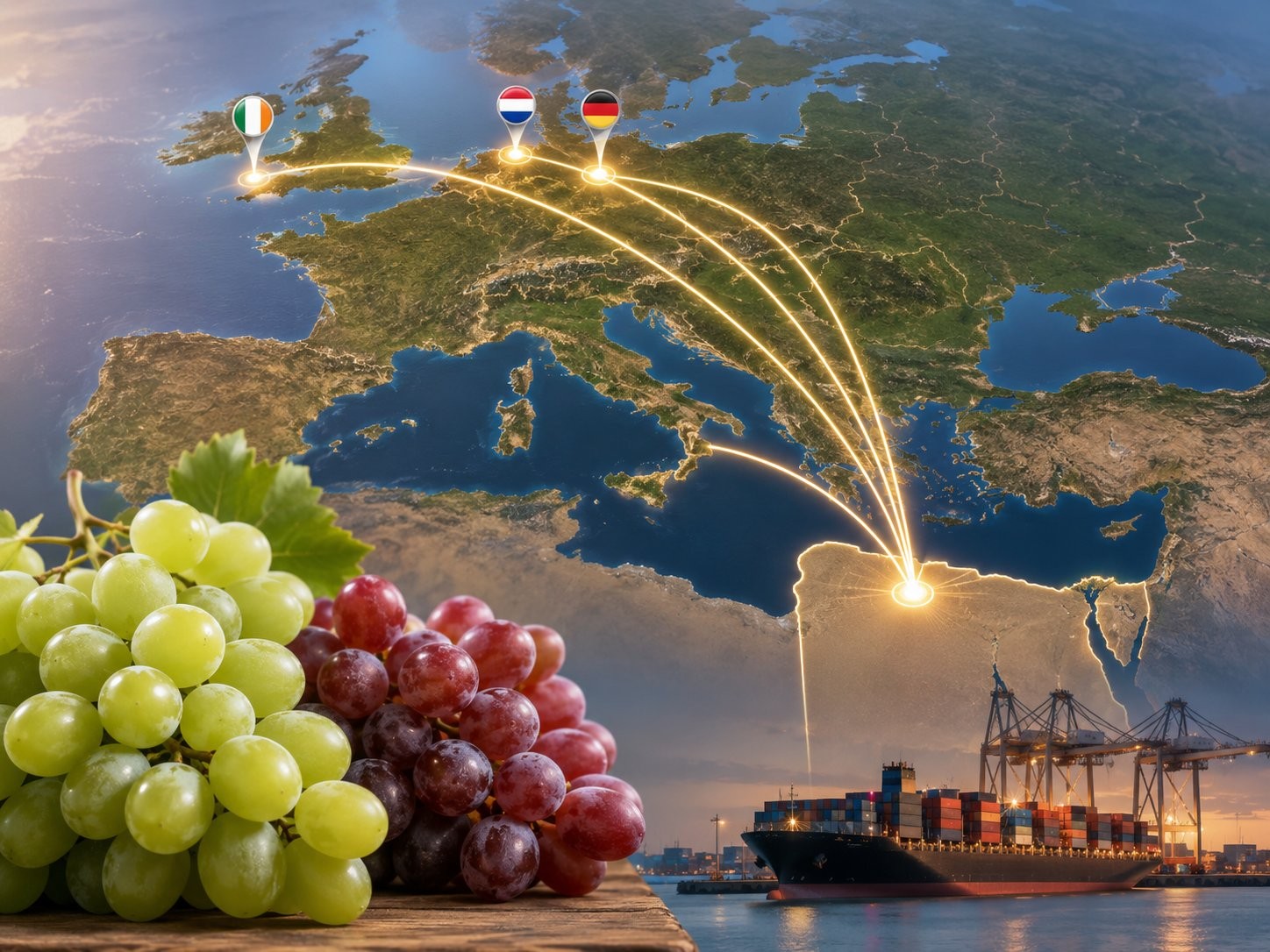 Egyptian Grape Export Report 2026 3 Top destinations for Egyptian grape exports in 2024: Netherlands, Germany, Ireland