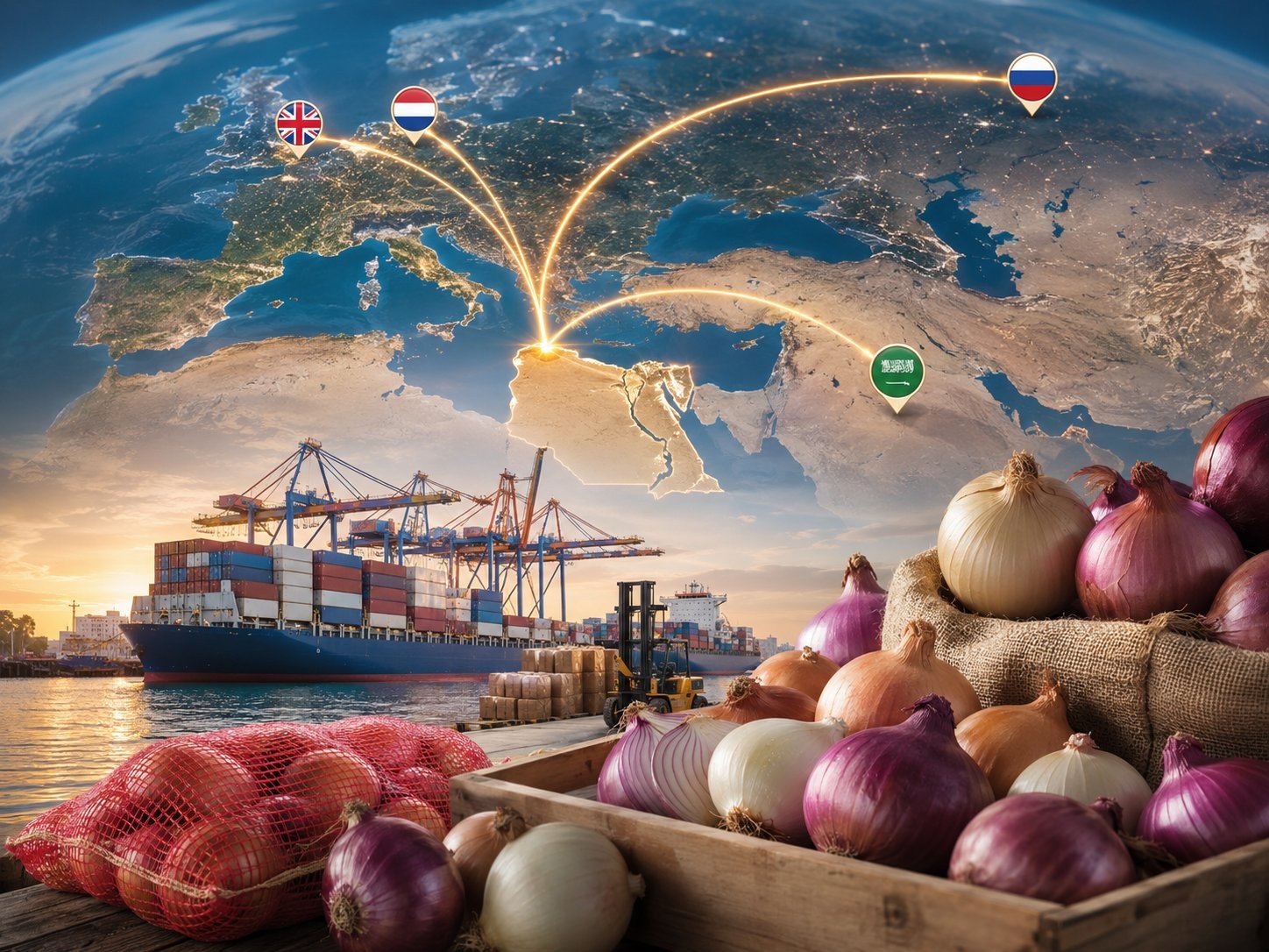 Egyptian Onion & Garlic Export Report 2026 3 Top destinations for Egyptian onion exports: Netherlands, UK, Saudi Arabia, Russia