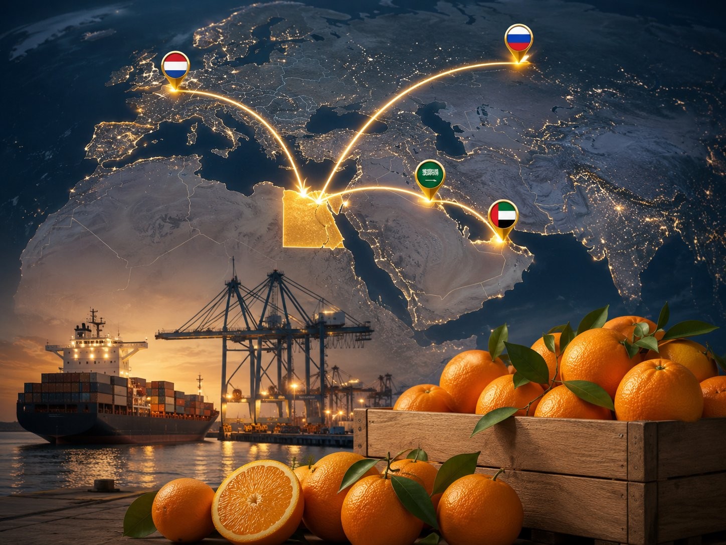Egyptian Citrus Export Report 2026 1 Top destinations for Egyptian orange exports in 2024/25: Russia, Saudi Arabia, Netherlands, UAE