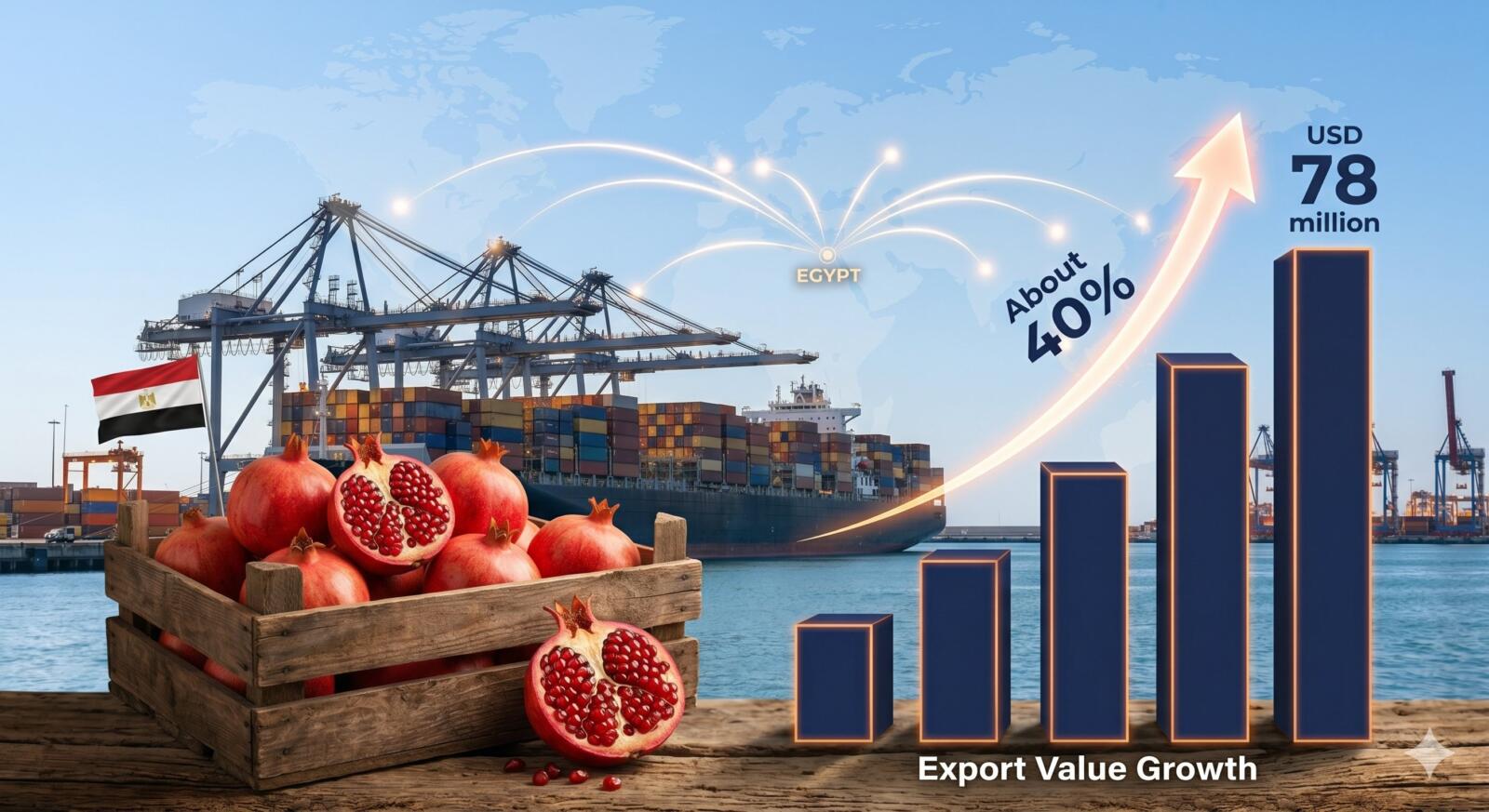 Egyptian Pomegranate Export Report 2026 1 Egypt pomegranate export value trend rising 40 percent to USD 78 million in 2025