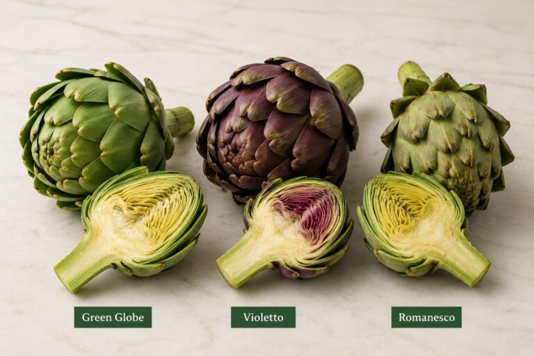 Varietà di carciofo egiziano: verde, viola e cuori 7 egyptian artichoke varieties