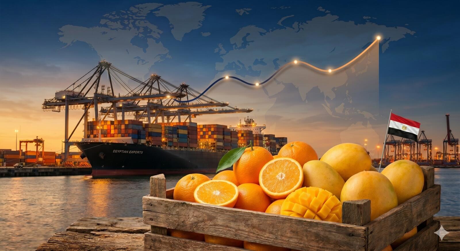 Egyptian citrus and mango export price index — orange and mango FOB price trends