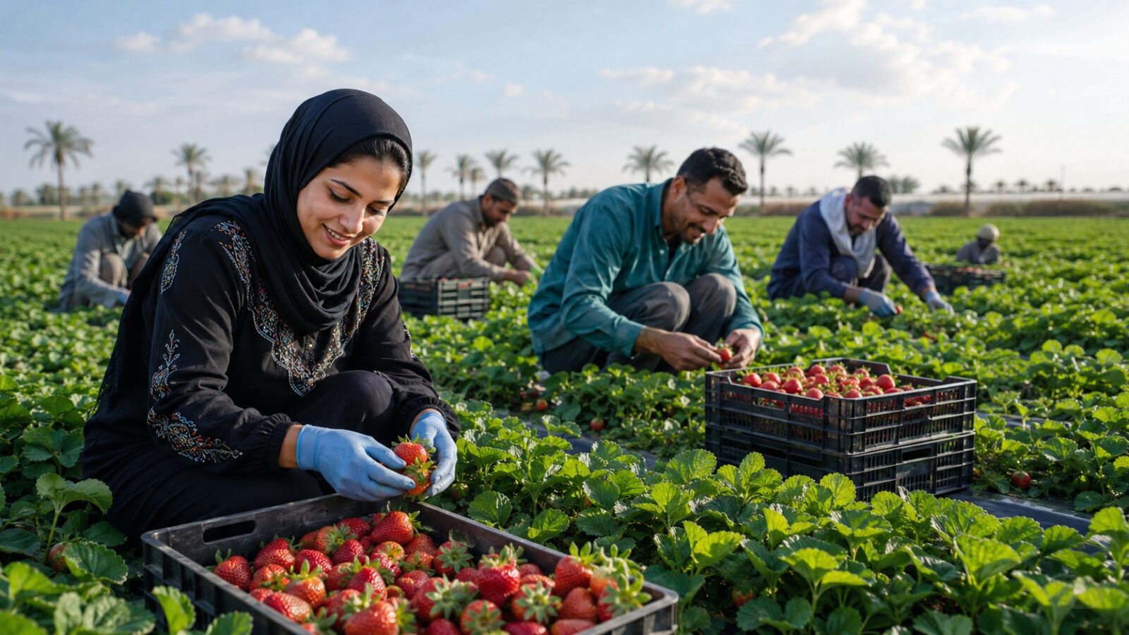 Egyptian strawberry winter harvest for export