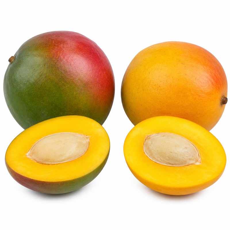 Mango Size Chart 2026: Counts, Weights and Carton Formats 4 Kent and Naomi mangoes compared side by side on the mango size chart